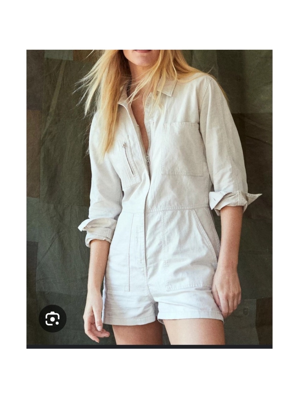 Outerknown Station Suit Romper Shorts size S Tan Cream Beige NEW